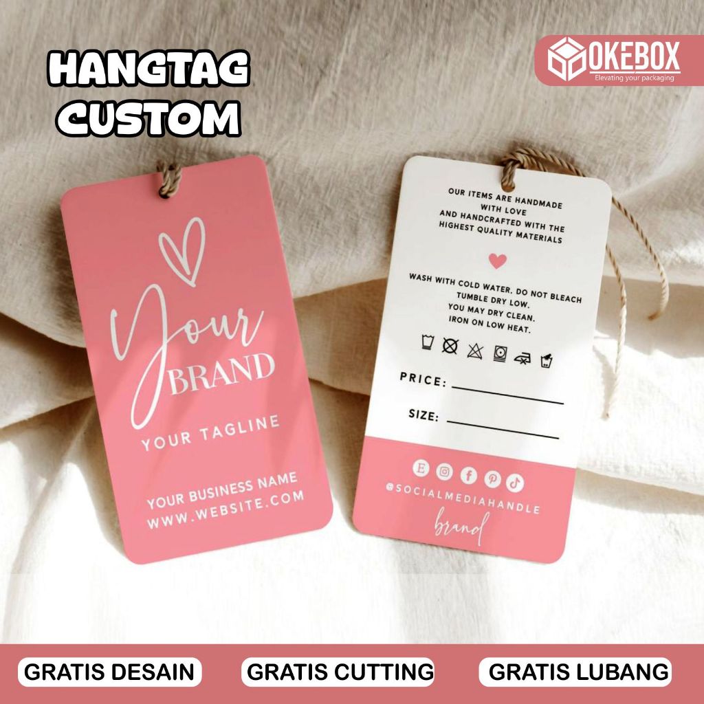 

60 pcs Hangtag tag handtag hantag label baju custom nama harga jualan okebox HT 9