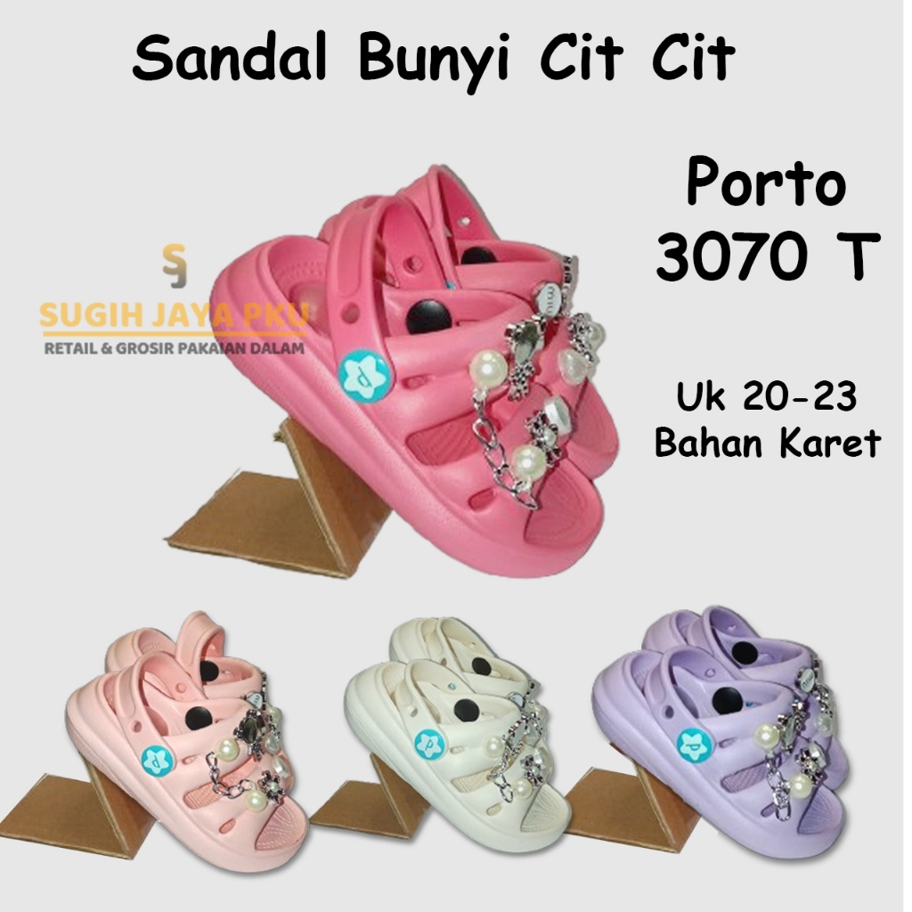 PORTO - Sandal Anak Perempuan Bunyi Cit CIt Tali Belakang Ukuran 20-23 untuk usia 1-3 tahun