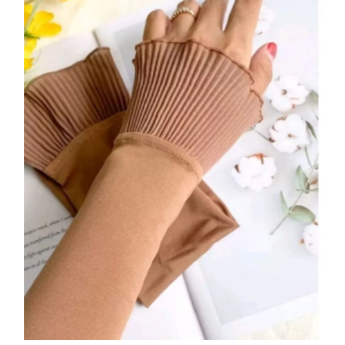Handsock Ruffle Manset Tangan Muslimah Plisket Syari Premium