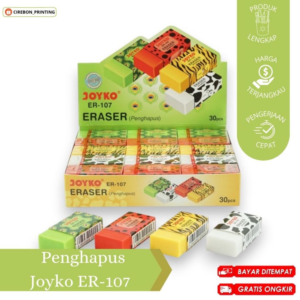 

PENGHAPUS JOKYO / JOYKO ER-107 / PENGHAPUS WARNA WARNI / PENGHAPUS LUCU / ALAT TULIS / SEKOLAH / KANTOR / ATK MURAH / BERKUALITAS / GROSIR / CIREBON / COD / FREE ONGKIR