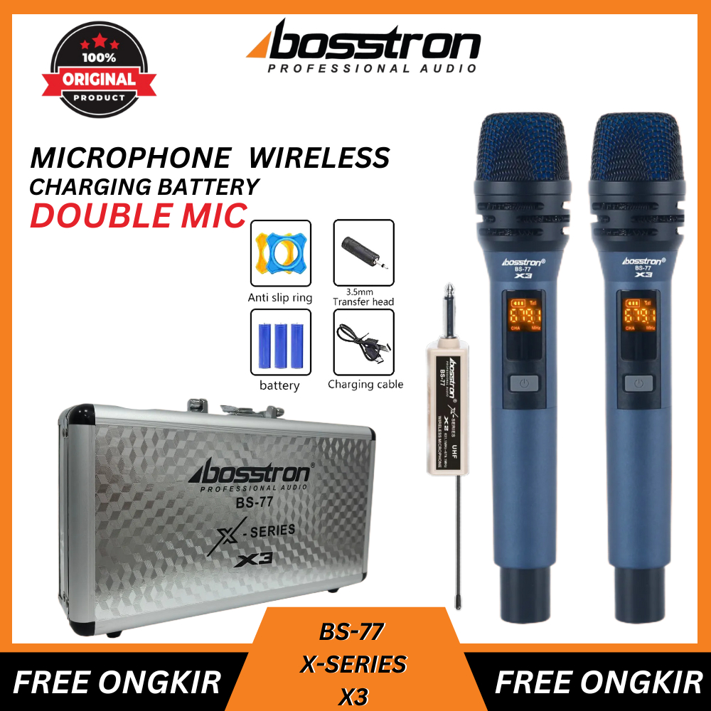 BOSSTRON MIC MICROPHONE WIRELESS BS-77 X-SERIES X3 MIKROFON WIRELESS