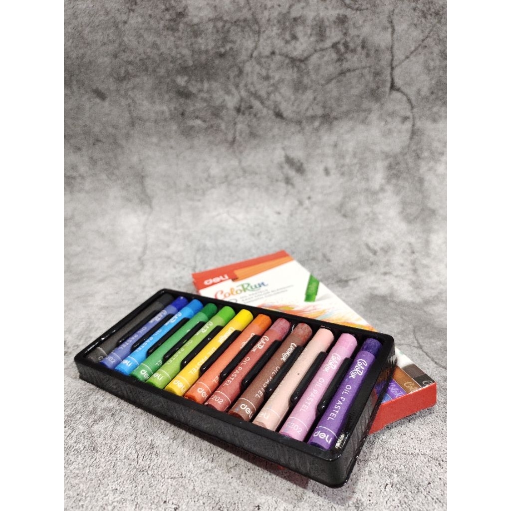 

crayon deli ekonomis 12 warna, oil pastel deli