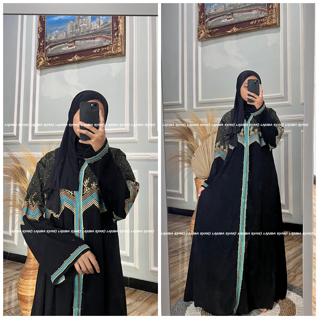 Abaya bordir namira- abaya saudi - gamis dubai mesir - gamis hitam - abaya hitam - abaya arab - gami