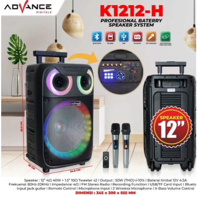 ADVANCE SPEAKER PORTABLE MEETING TROLY BLUETOOTH 12" K 1212H
