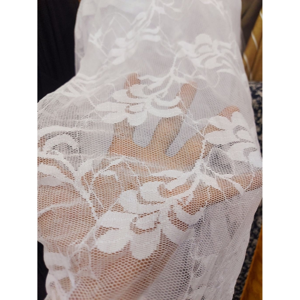 kain brokat premium  - kain brokat kebaya  - kain brokat luxury  - kain brokat stretch motif ( PUTIH