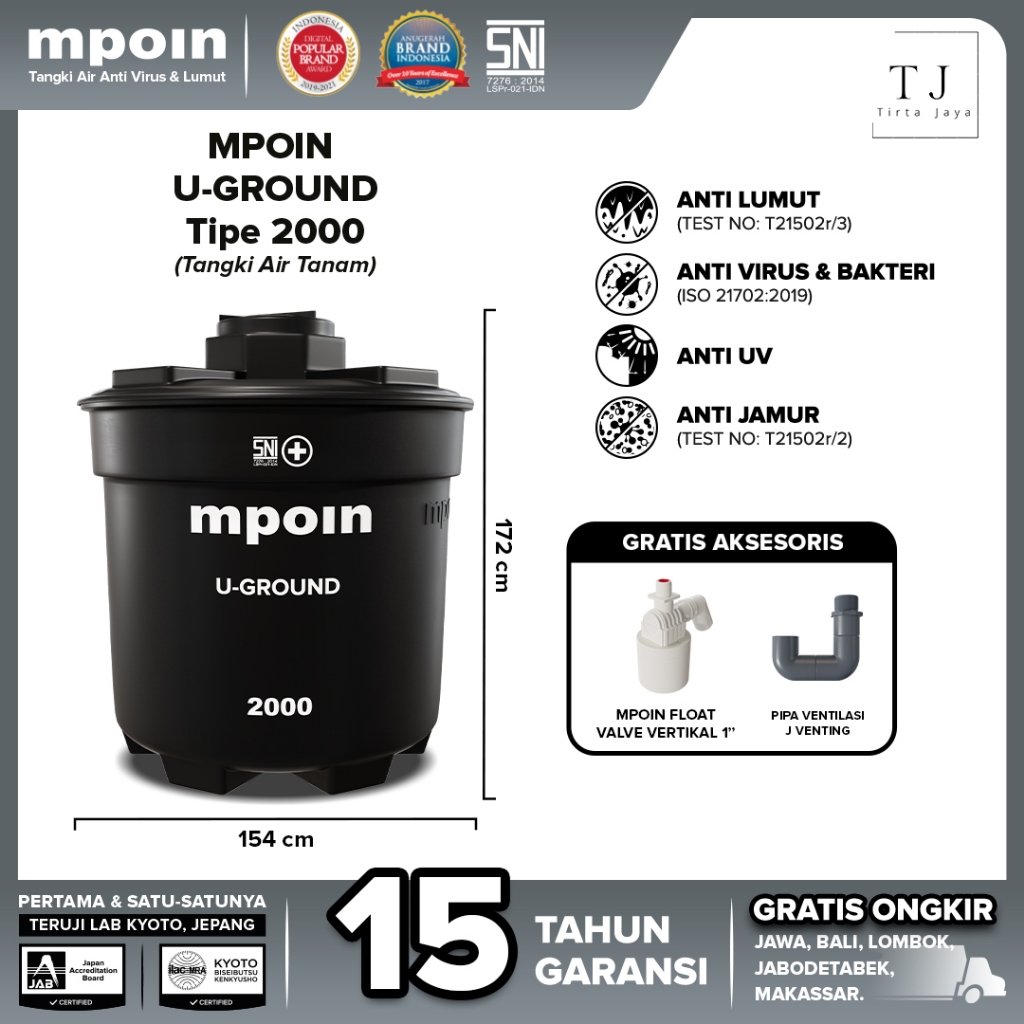 Tandon Air MPOIN U Ground 2000 Liter Toren Air Tangki Air Tanam