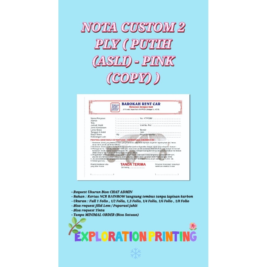 

(BACA DESKRIPSI PRODUK) NOTA CUSTOM 2 PLY DESAIN SUKA-SUKA
