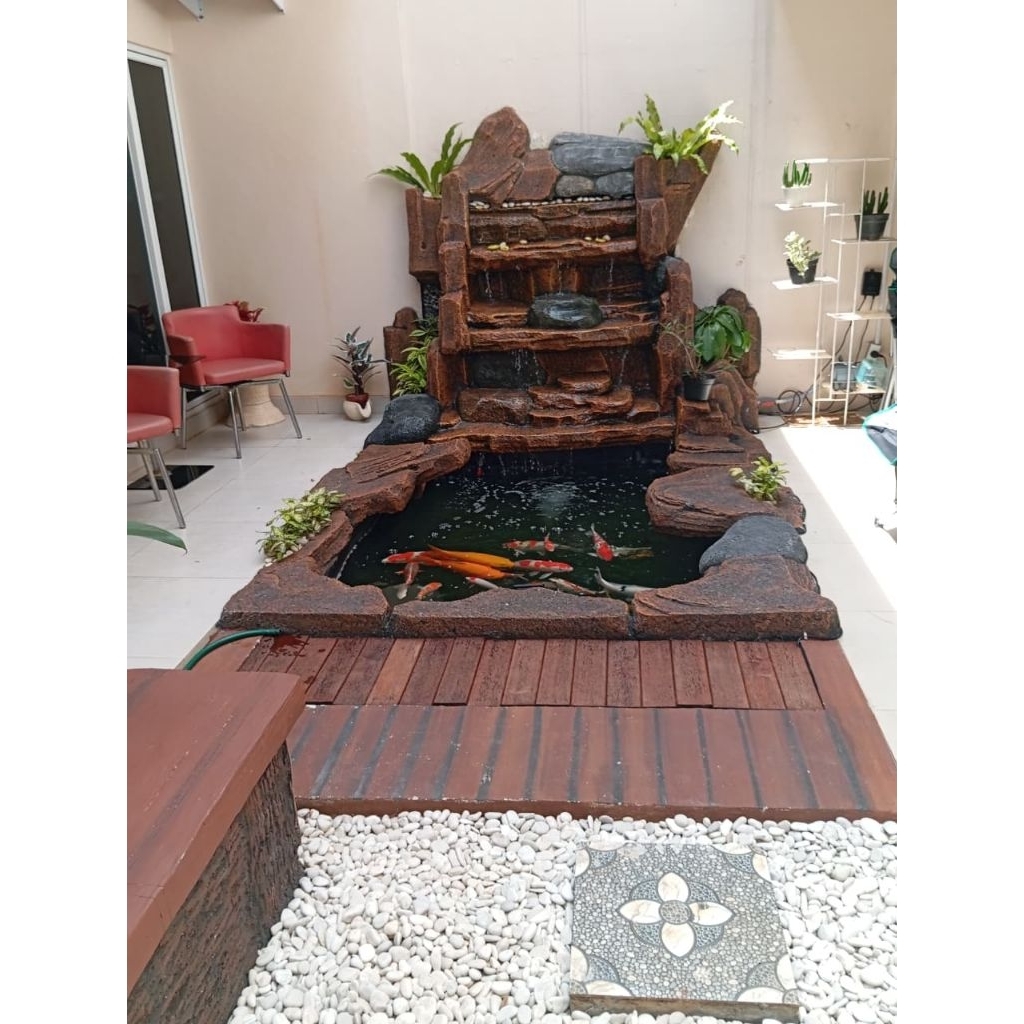 kolam ikan/ kolam tebing/ kolam koi/ taman eropa/ kolam kaca