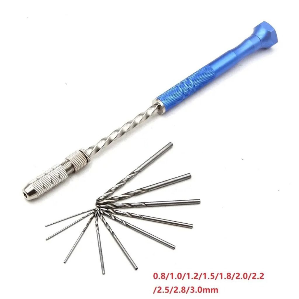 Blue Extended Semi-Automatic 0.5-3mm Hand Twist Drill with Drill bit - B-10 - Silver