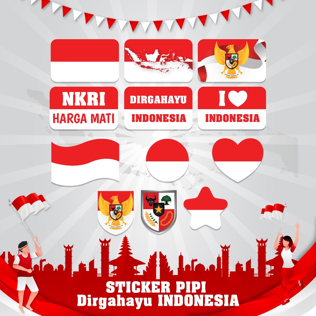 

Sticker pipi merah putih kemerdekaan indonesia 17 agustusan cutting 100 pcs