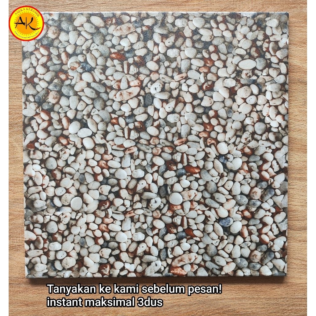 Keramik Lantai Teras Garasi Kamar Mandi Motif Batu 3D 40x40 Skystone Brown TDK timbul cek gambar 3
