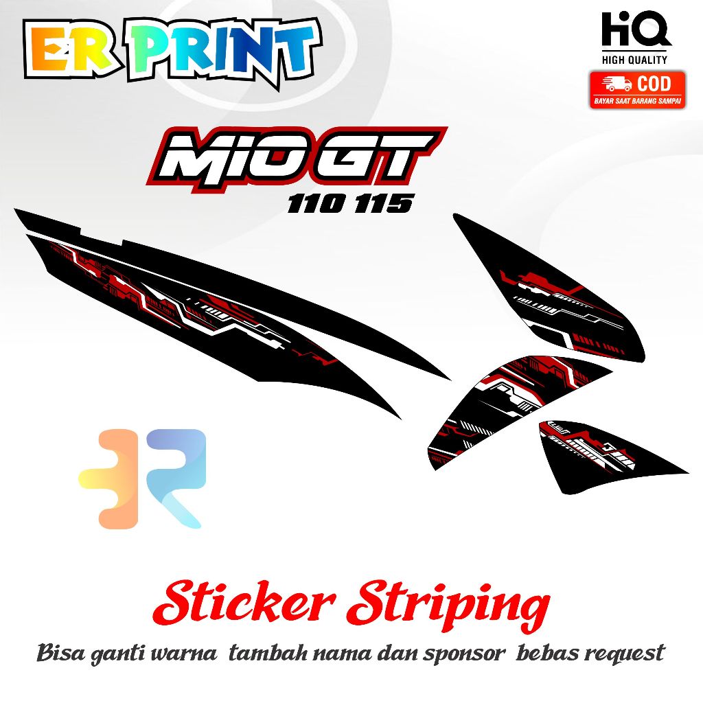 Striping Mio GT 110 115 Sticker 1 Full Set Kanan Kiri Variasi  Desain Hitech