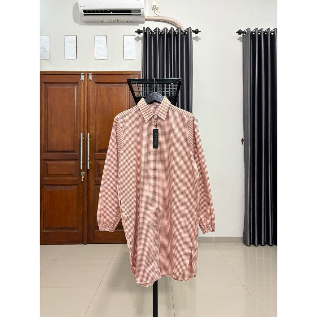 Tunik wanita motif kotak kecil Ld 110-120-130