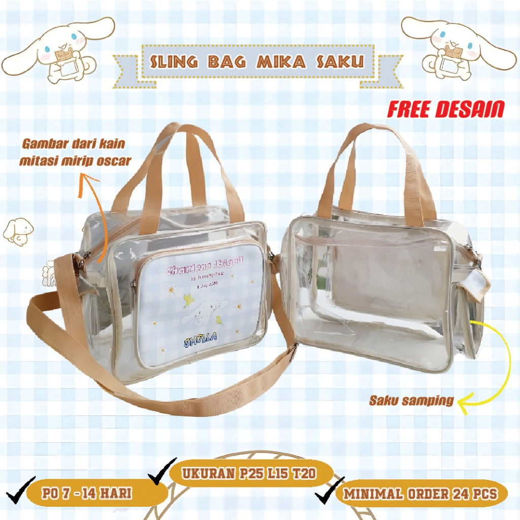 Souvenir hampers ultah Sling bag Mika Tebal Custom Saku