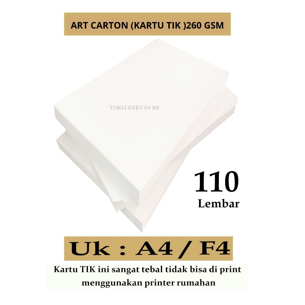 

Art Carton ( Kartu Tik ) 260 Gsm Ukuran A4/F4 , Isi 110 lembar