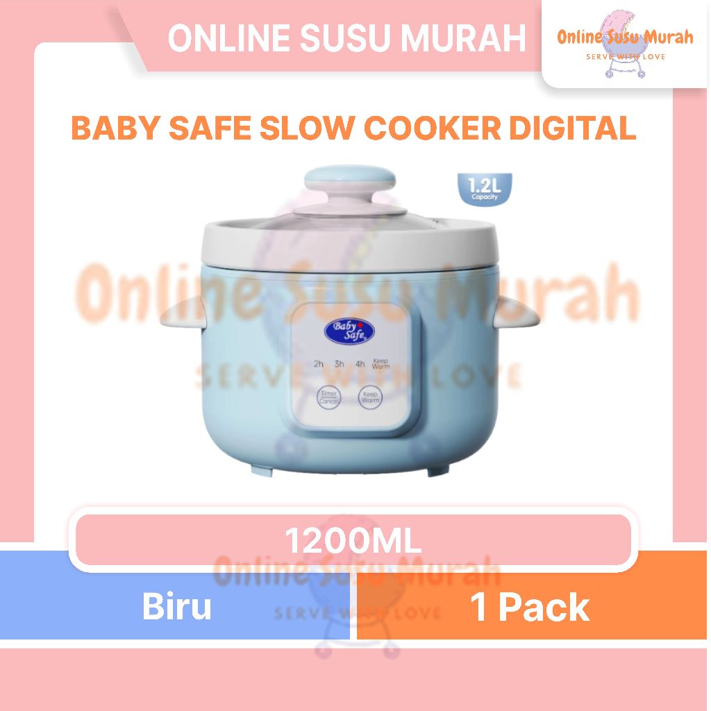 BABYSAFE SLOW COOKER 1.2 L MPASI SERBAGUNA DIGITAL 1200 ML 1,2 L 1.2L PRLA