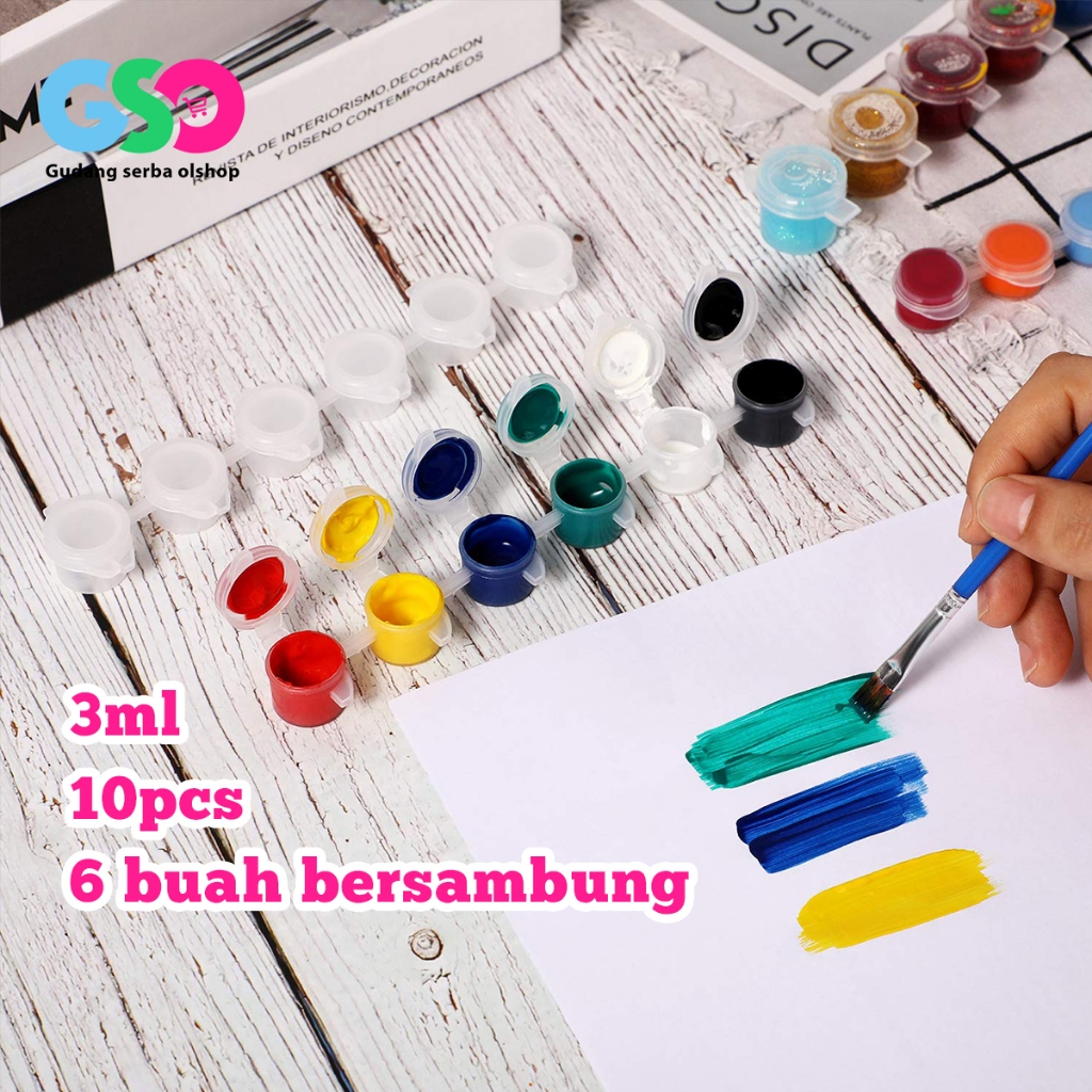 

60pcs Pot Cat Mini Renteng 3ml Wadah Kosong Plastik Transparan Empty Paint Cups 6 Cup Dalam 1 Strip