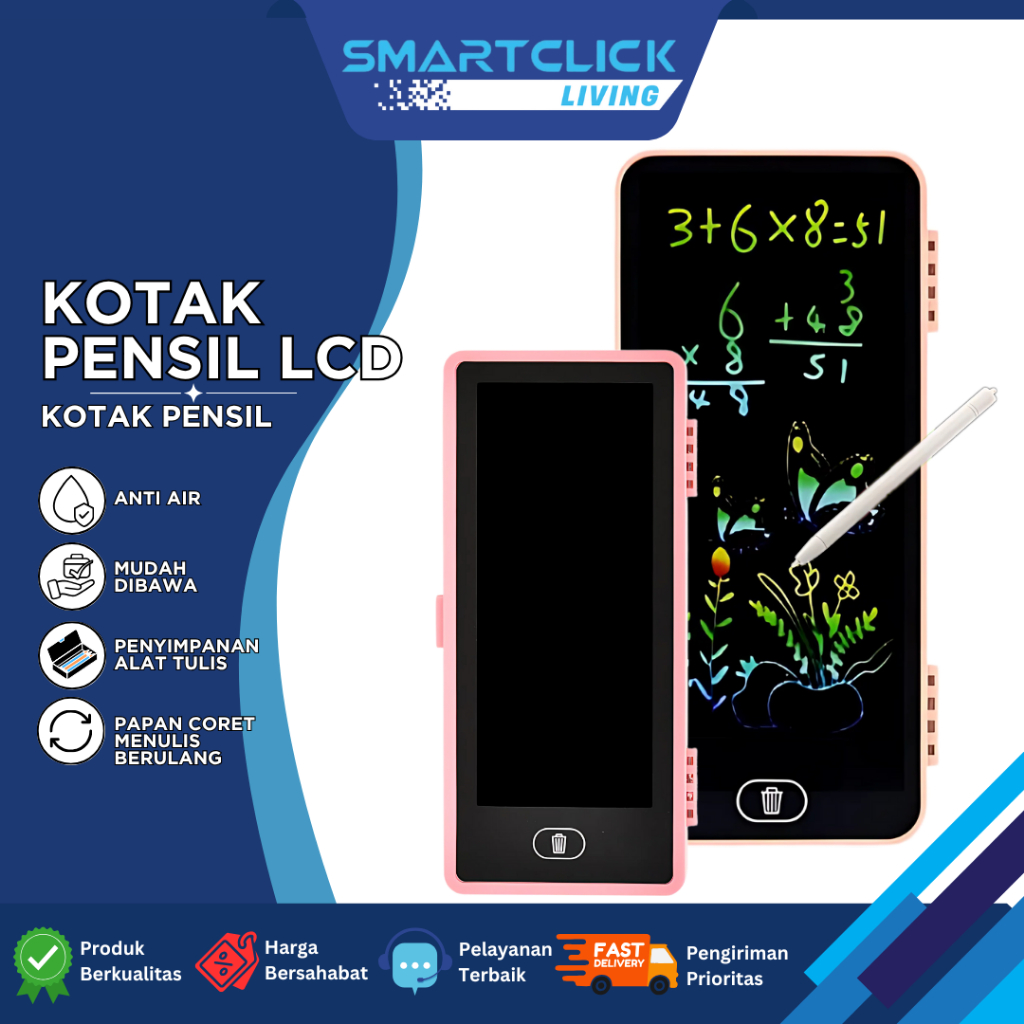 

SmartClick Kotak Pensil LCD Writing Pad 2in1 Tempat Pensil Anak Sekaligus Papan Tulis Digital Portable
