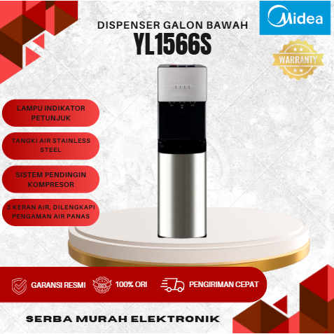 MIDEA YL-1566S Dispenser Galon Bawah / Midea Dispenser Galon Bawah Kompresor low watt