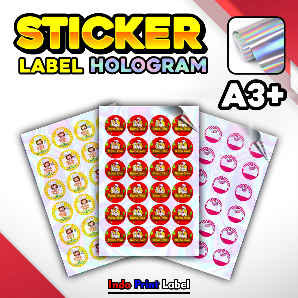 

125pcs A3+ HOLOGRAM STIKER LOGO MAKANAN / BRAND MAKANAN / LOGO MINUMAN / CETAK LOGO / CUSTOM NAMA