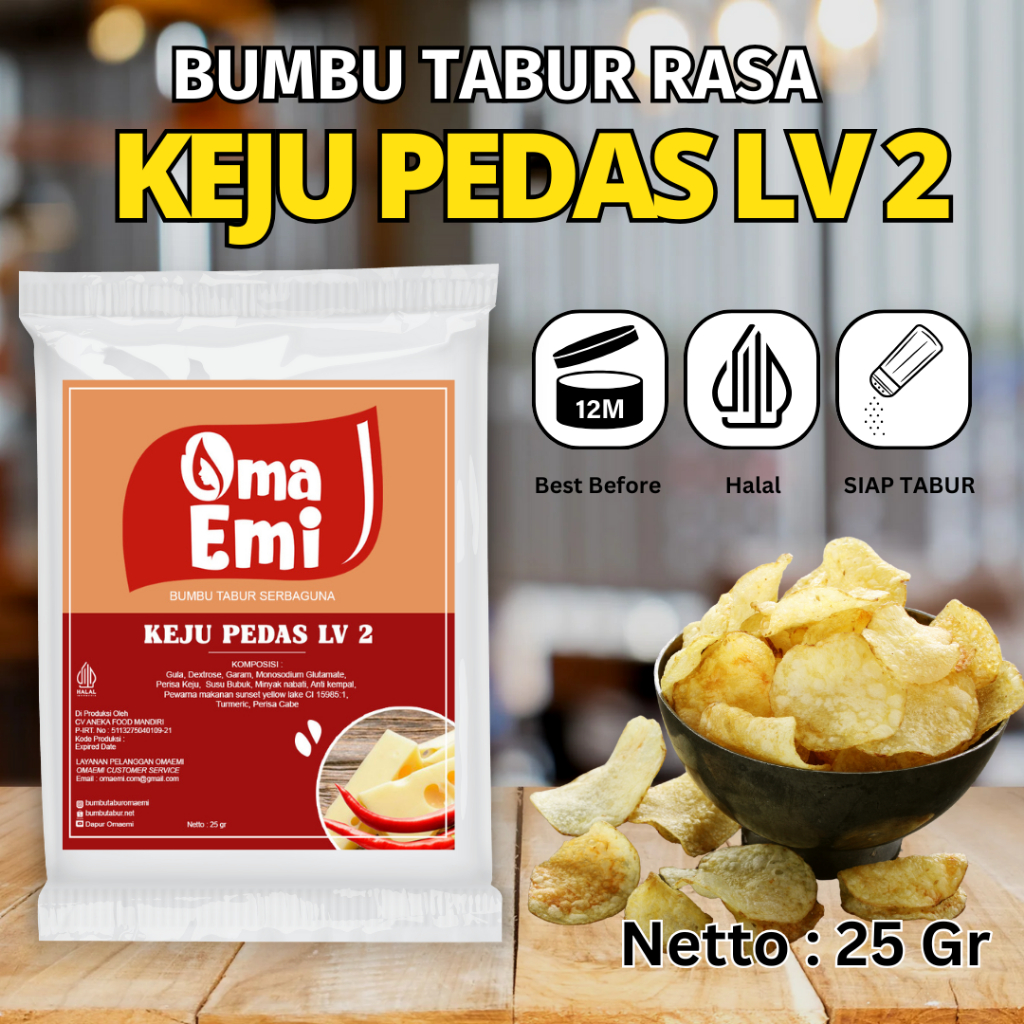 

Bumbu Tabur Rasa {KEJU PEDAS LV 2} / {KEJU PEDAS LV 2} 25 gr