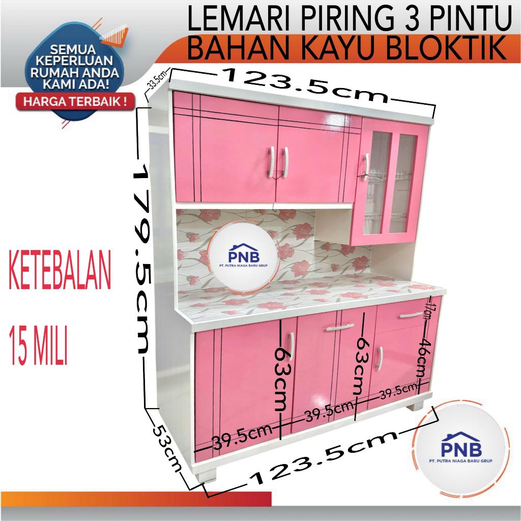 LEMARI DAPUR / LEMARI PIRING KAYU 3 PINTU KURIR TOKO KHUSUS BOGOR