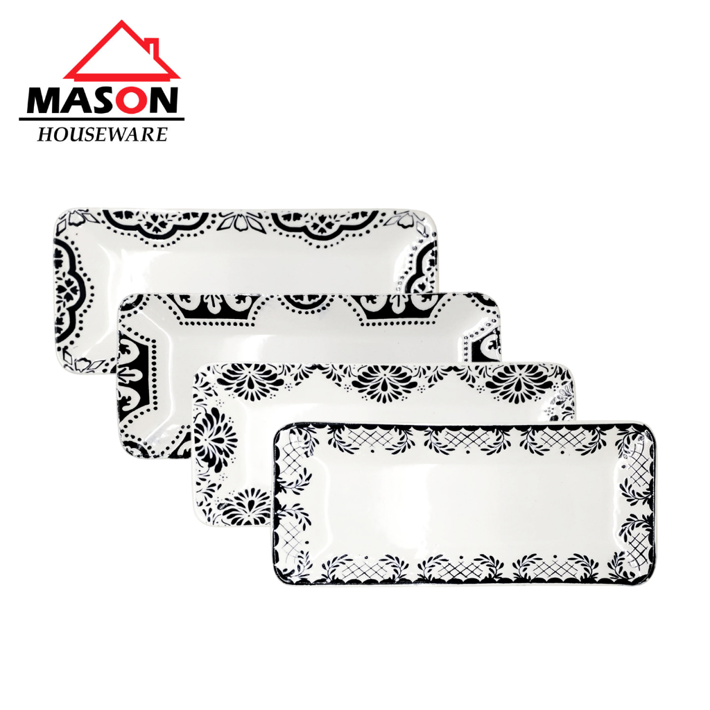 MASON PIRING SAJI PERSEGI KERAMIK / PIRING KUE / PIRING SUSHI PERSEGI KERAMIK