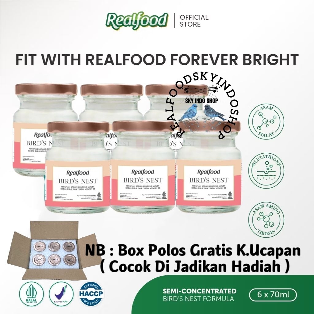 

Realfood Forever Bright 6 Botol Box Polos ( Minuman Sarang Burung Walet ) RSIS