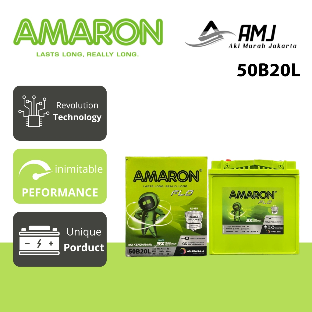 Amaron Hi Life Flo Aki Mobil Daihatsu Rocky 50B20L / NS40ZL - 40Ah Aki Kering