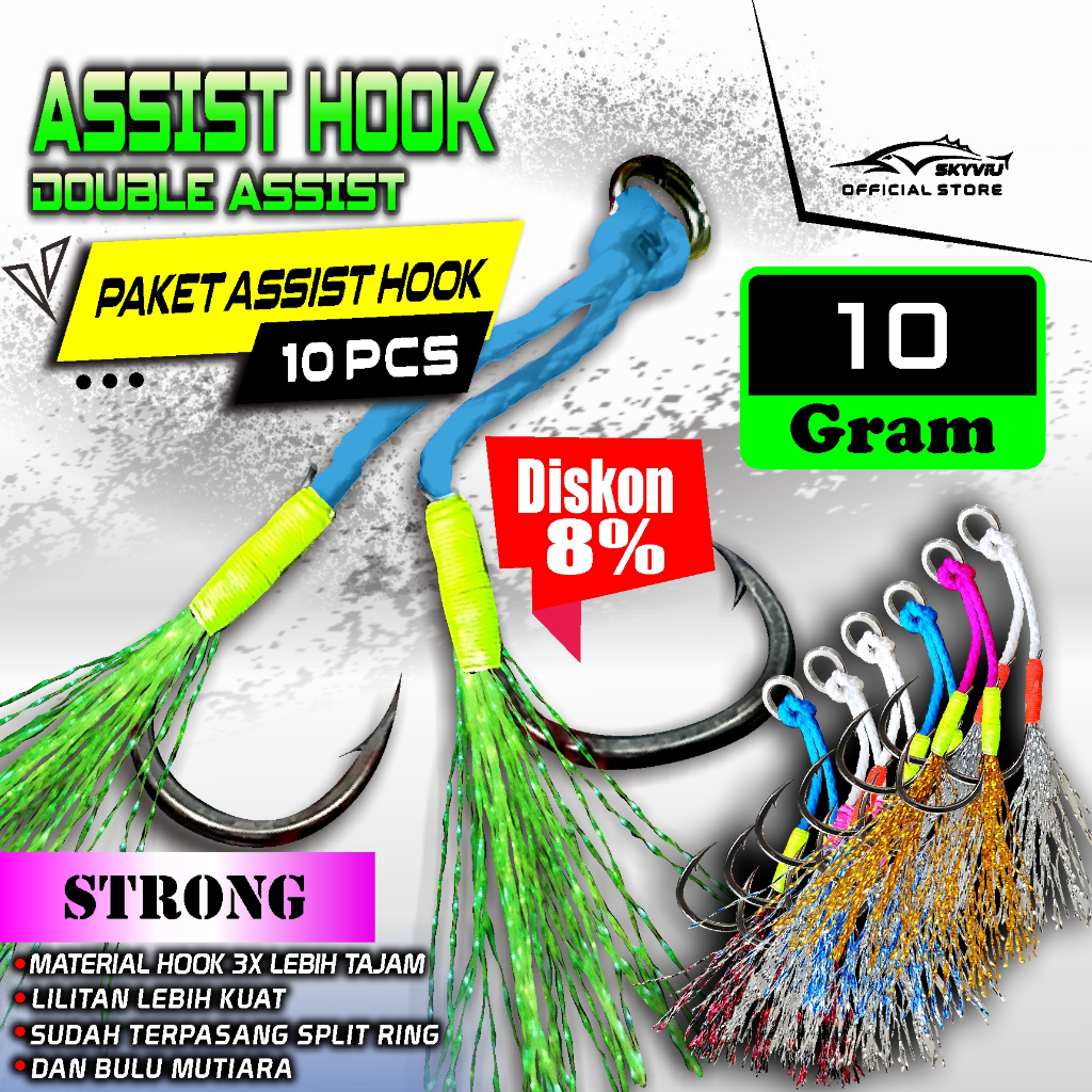 Paket Murah Kail Assist Hook Metal Jig Micro Jig 10g 15g 20g Double Dobel Asist Asis Huk Killer UL U