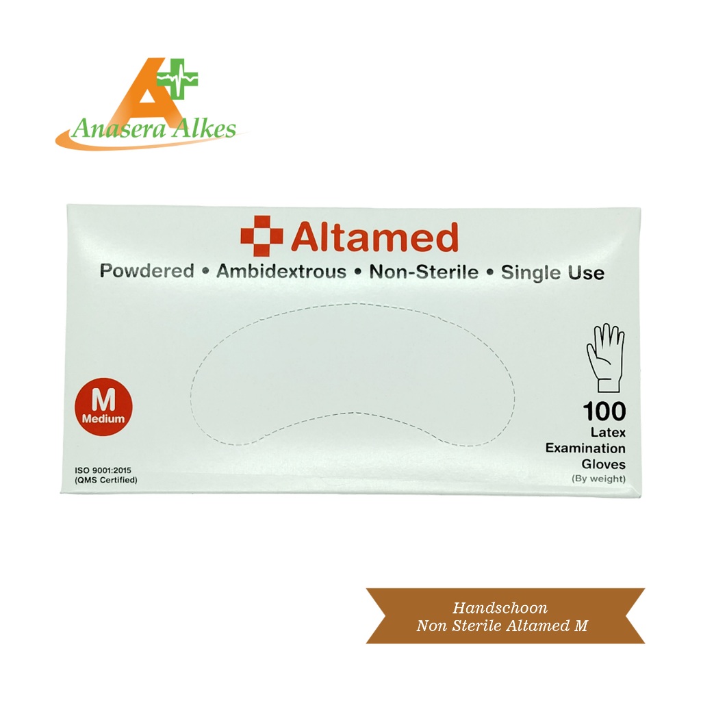 Sarung Tangan Medis / Handschoon Non-Sterile M (Medium) Altamed / Latex / Powdered