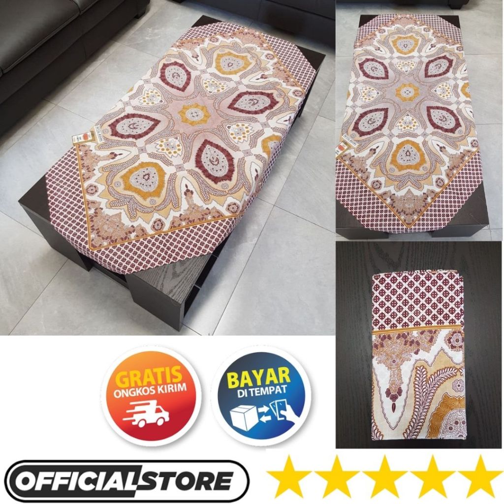 Taplak Meja Kain Tamu Persegi Kotak Panjang Motif Batik Ukuran 110 x 105 Bahan Poliester Halus Table