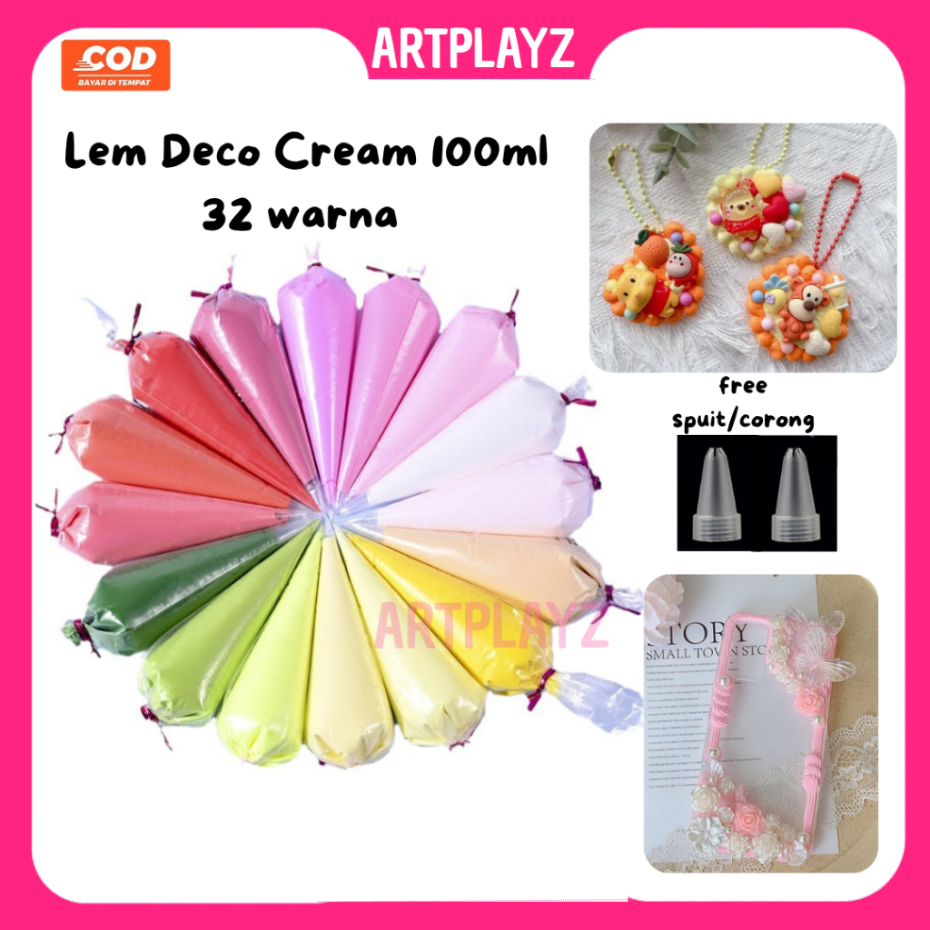 

Lem Deco Cream Free Spuit 100ml 32 Warna, Lem DIY, Deco Cream, Glue Resin DIY