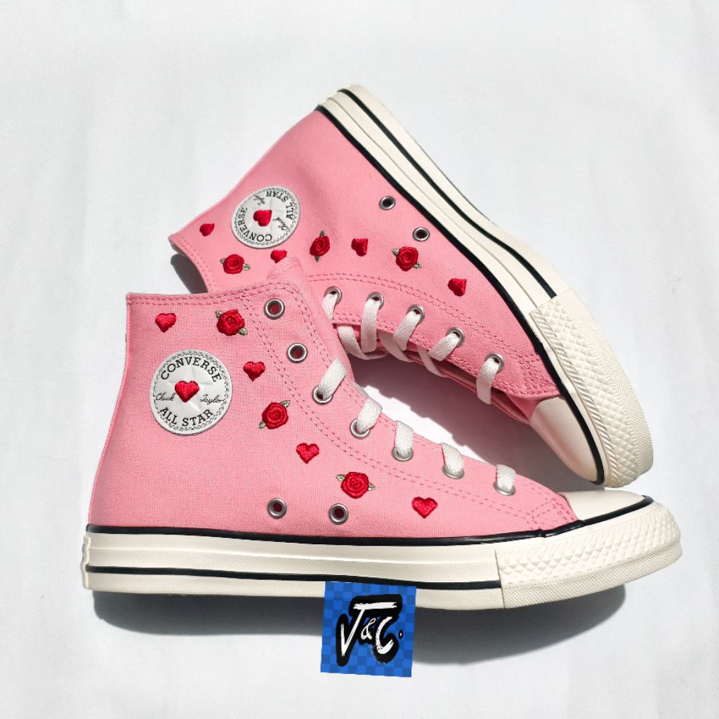 Converse Chuck Taylor All Star Flower Valentine Valentine’s Day Rose Ribbon Heart Love Hi It Jellyfi