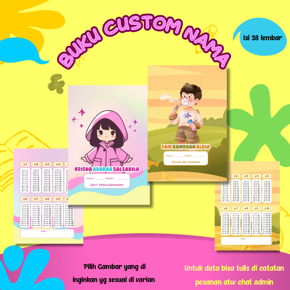 

Part 2/Isi 38 LEMBAR / Buku tulis custom nama/ buku tulis custom nama