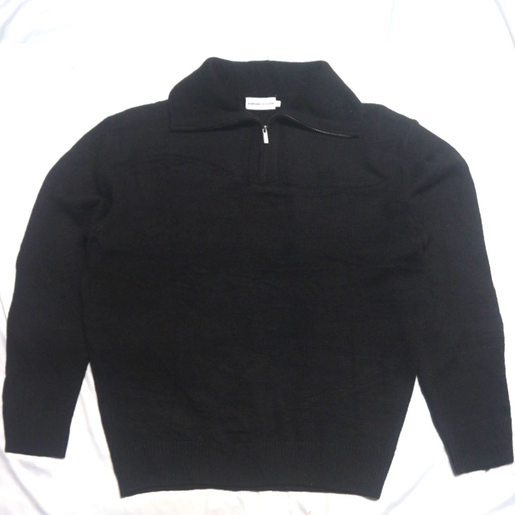 COSTUME O'CLOCK Half Zipper Korean Brand Black Hitam Knitwear Sweater Sweatshirt Crewneck Rajut Wool