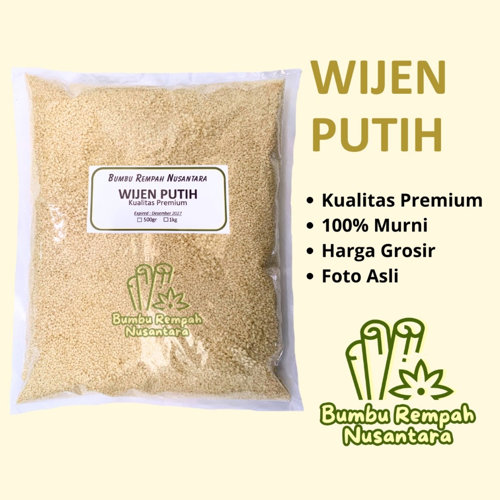 

Wijen Putih 500g 1kg - Rempah Asli Murni | BUMBU REMPAH NUSANTARA | Bumbu Dapur Nusantara Grosir Murah