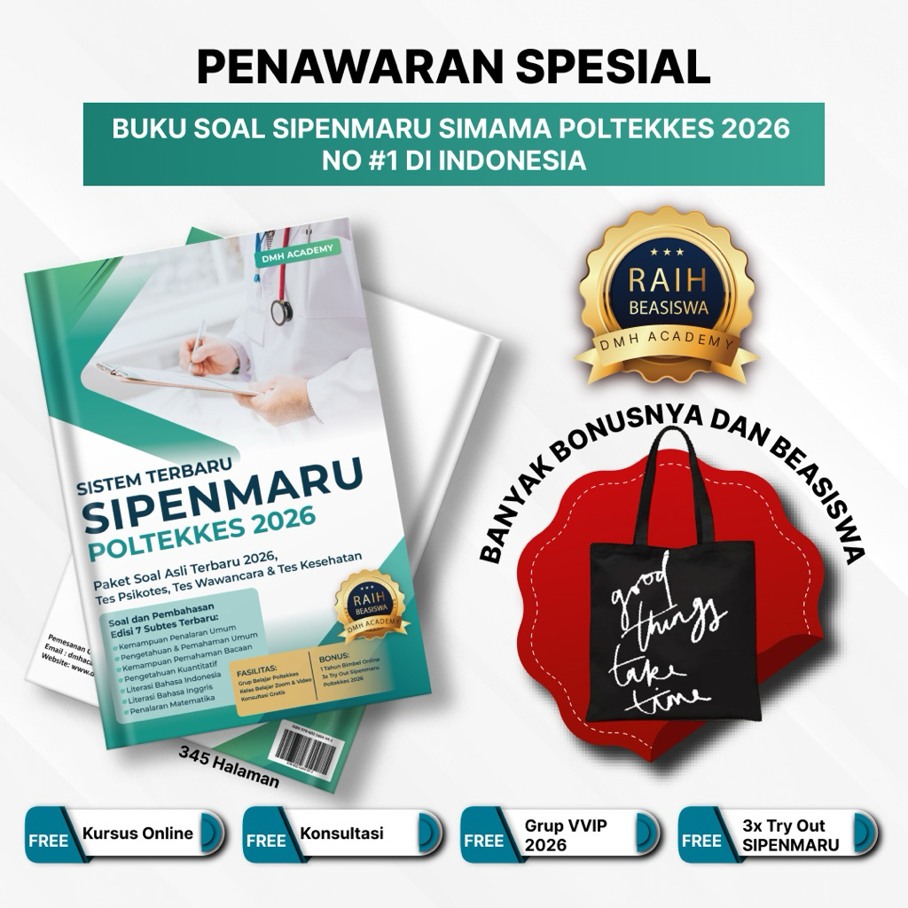 

SISTEM TERBARU! Buku Soal Simama Poltekkes Tahun 2026 - Ujian Masuk Poltekkes Tahun 2026