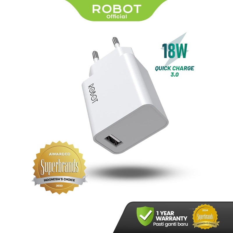 ROBOT Charger Fast Charging 18W Kepala Universal Adapter Charger Smart Protection RT-F1 Original - G