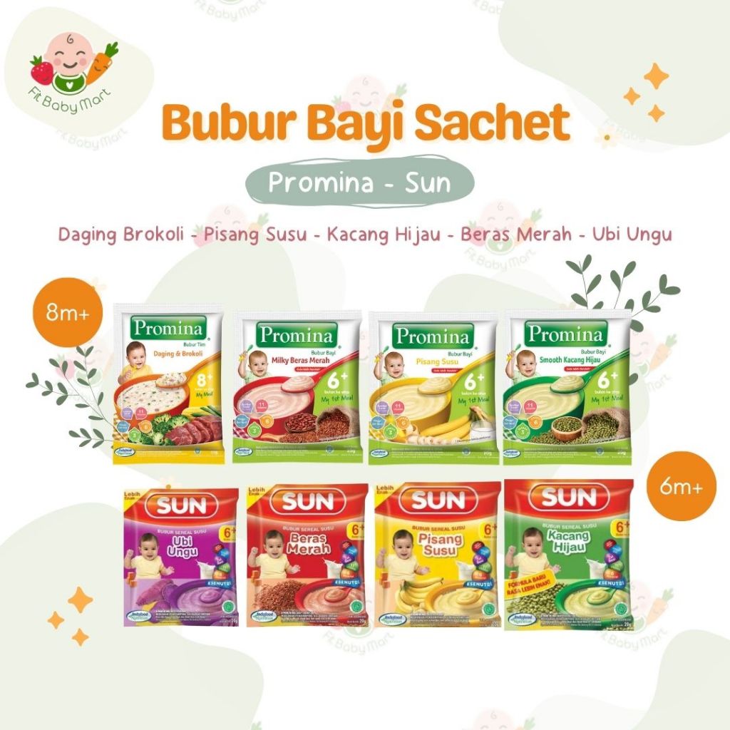 BUBUR SACHET Promina Sun | Bubur Bayi Cereal Sachet Makanan MPASI Bayi 6+ 8+