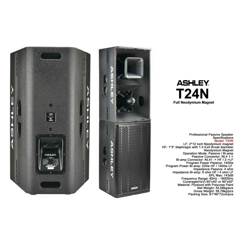 Speaker Pasif ashley T24N T 24N T 24 N 2x12 neodymium magnet Original