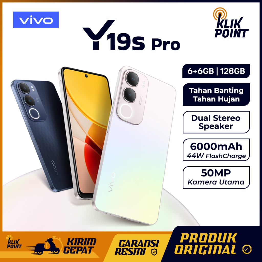 VIVO Y19s Pro 6/128GB Tahan Banting HP Murah Original 100% HP 1 Jutaan Terbaik 2025 Garansi Resmi