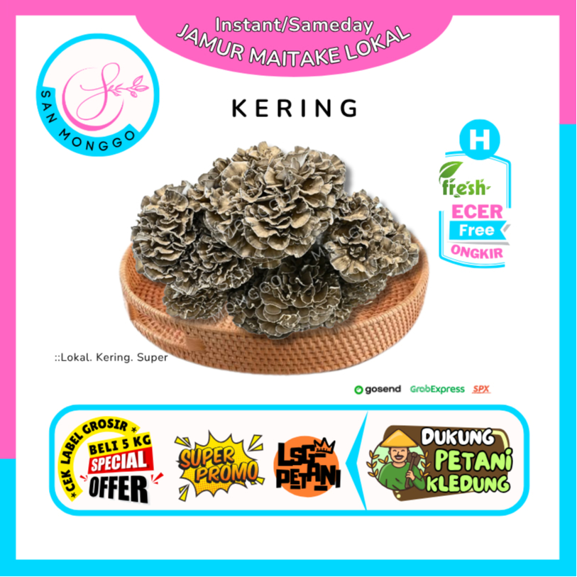 

Sanmonggoo >> Jamur Maitake Lokal Kering -- Hasil bumi Sindoro Sumbing Ecer (H)