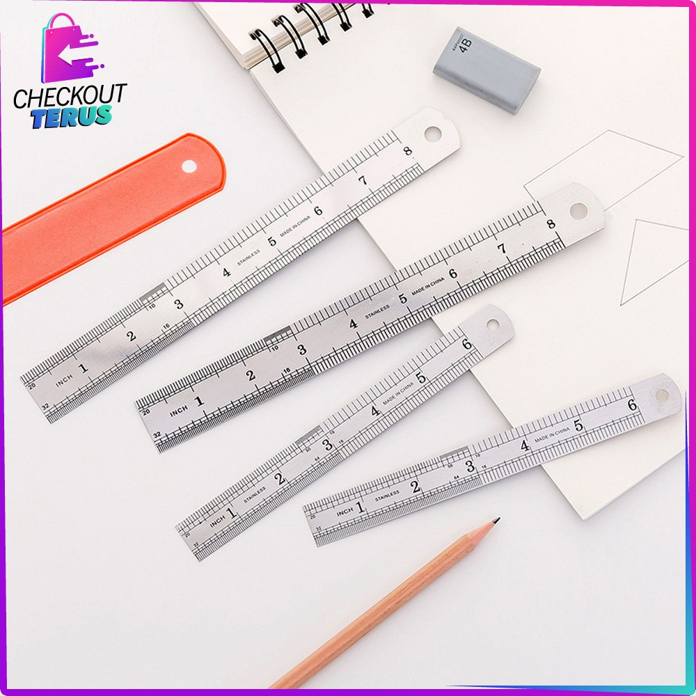

EC CT A107 Penggaris Besi 15CM Bahan Stainless Serbaguna Perlengkapan Sekolah Ruler Mistar Besi Alat Ukur Multifungsi