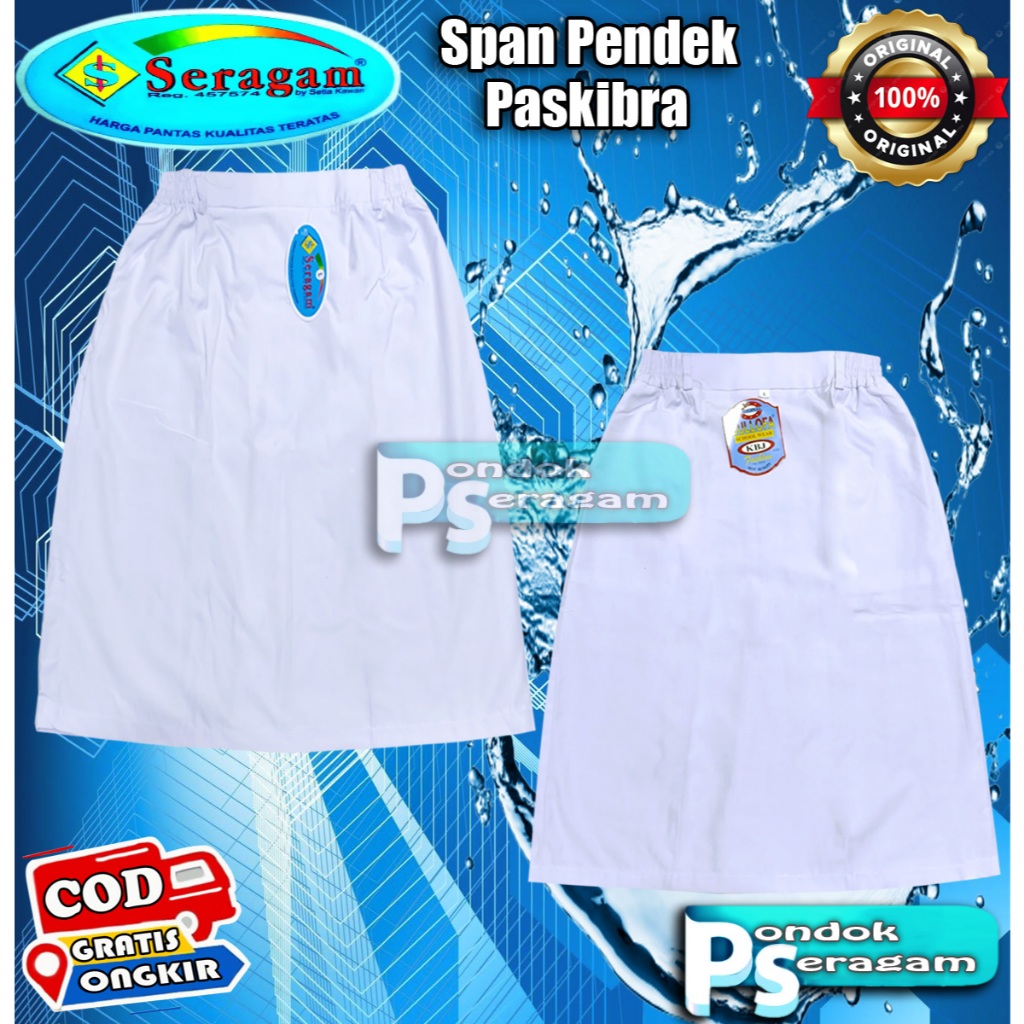 Rok Span Pendek Paskibra Putih Rempel Belakang Merk Bullofa Dan Merk Seragam