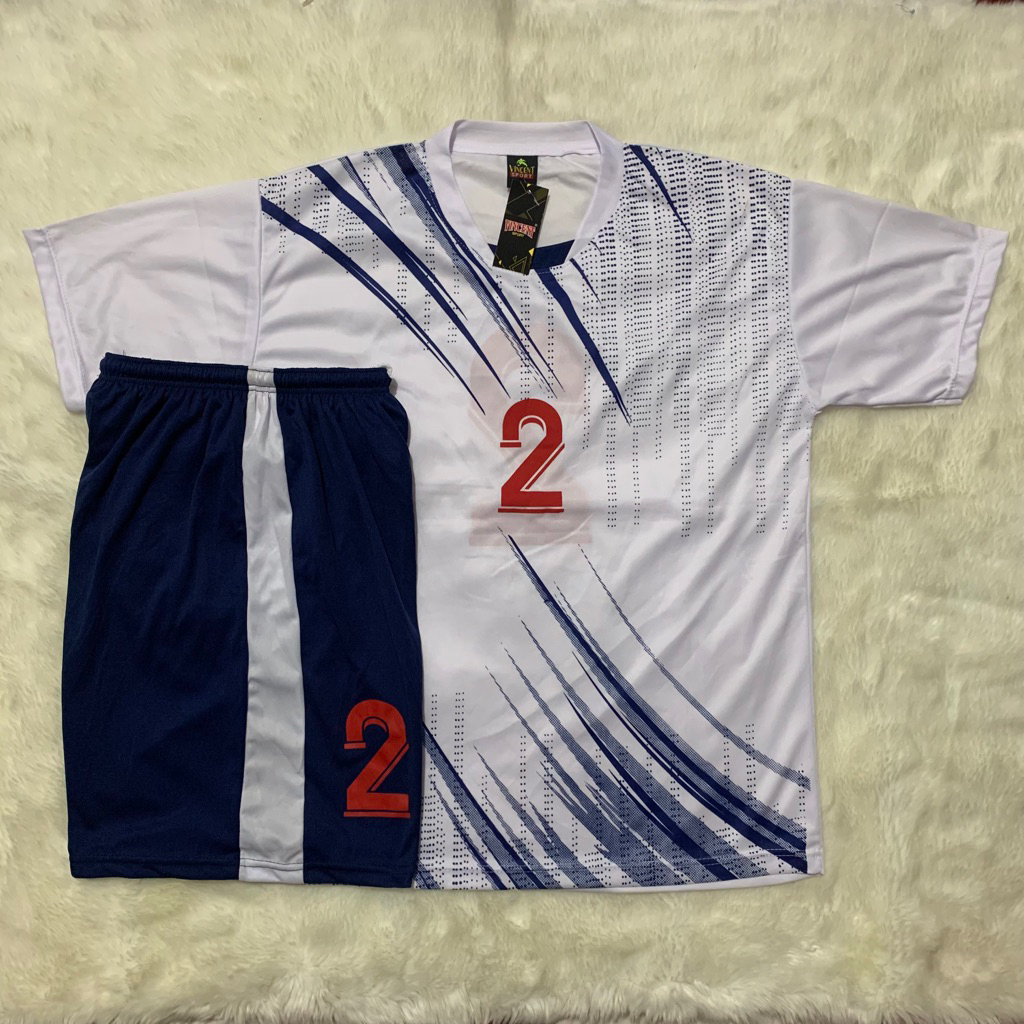 Kaos Team Bola isi 18stel Size L Putih-Navy