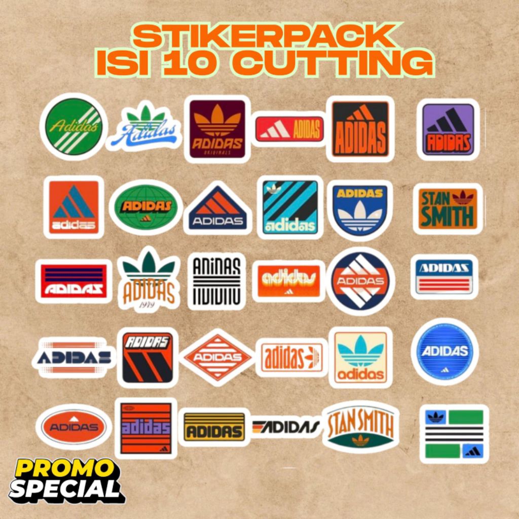 

Stickerpack Adidas 30pcs | Logo Sport Vintage Cutting Anti Air| Fyrenstore Promo Stiker Keren Murah!