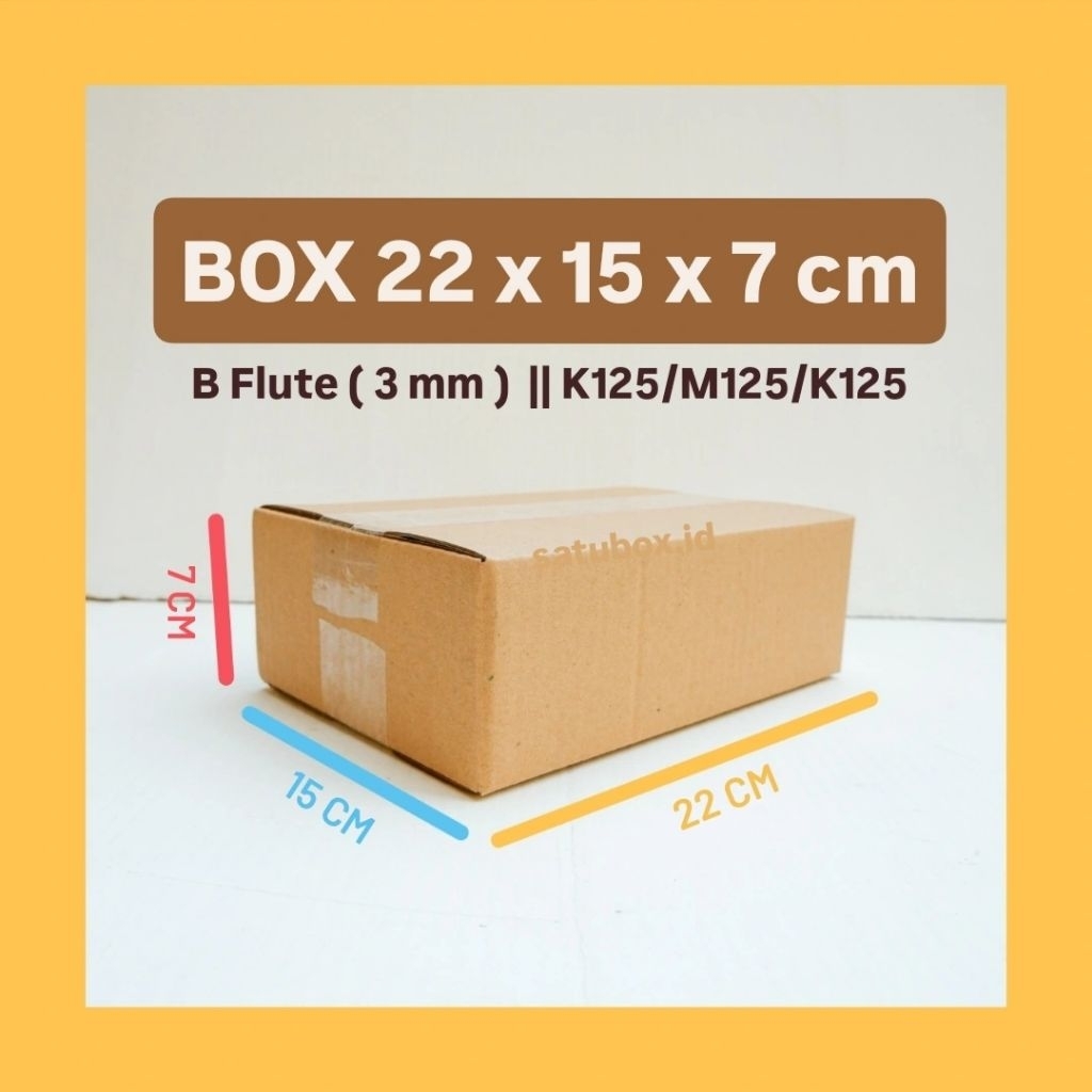 

Kardus box polos uk. 22x15x7 cm, Single wall tebal 3 mm