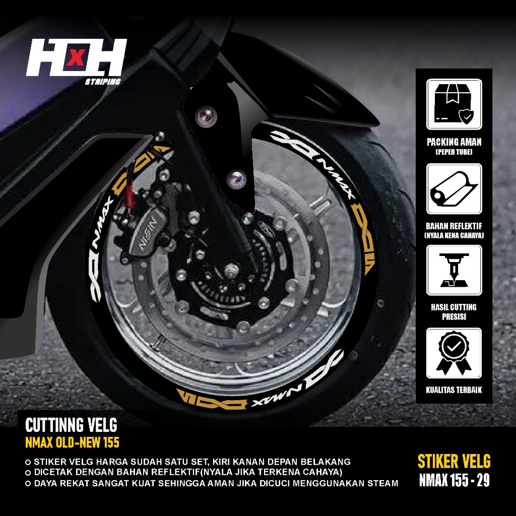 (COD) Cutting Sticker Velg yamaha Nmax 155 turbo connected Stiker Lis Variasi Ban velk nyala 29