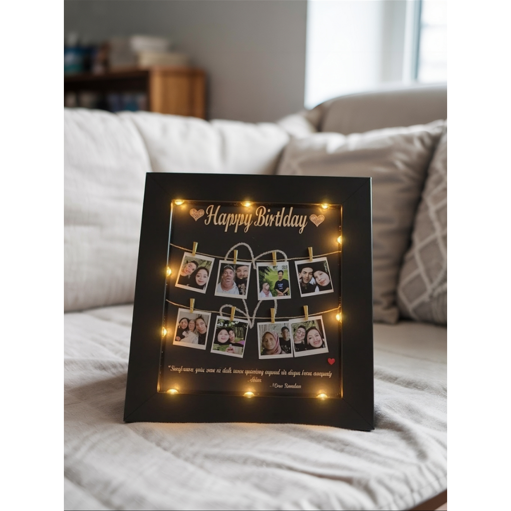 Kado Ulang Tahun Custom Foto Lampu LED Bingkai Cantik Hadiah Pacar Sahabat